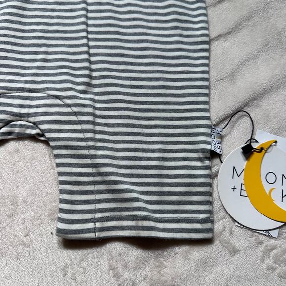 Moon + Beck 3/4T Sleeveless Kangaroos Pocket Romper New Gray/White Striped - Picture 6 of 9